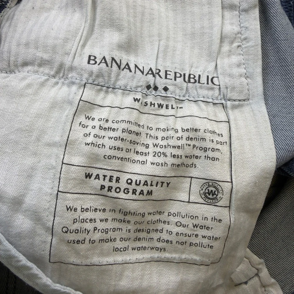 Banana Republic Travel Slim Jean Mens 33x34 Blue Denim Pants NWT